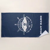 Nautical Theme Boat Name Navy Blue Strandlaken (Voorkant)