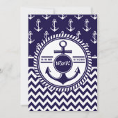 Nautical Theme Boat Wedding Anchor Chevron Kaart (Voorkant)