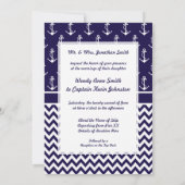 Nautical Theme Boat Wedding Anchor Chevron Kaart (Achterkant)