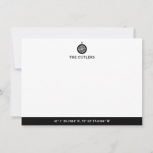 Nautical Theme Compass, zwart, persoonlijk Notitiekaartje