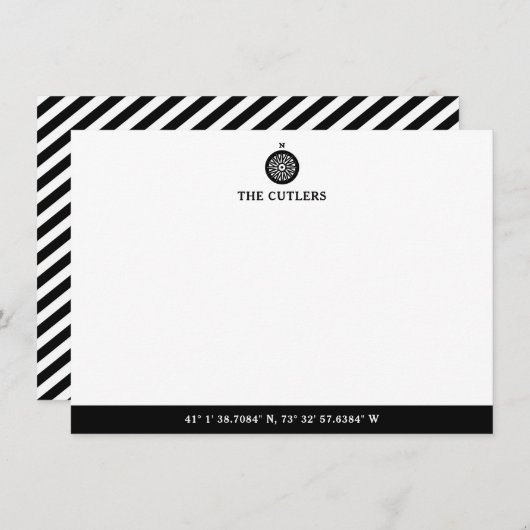 Nautical Theme Compass, zwart, persoonlijk Notitiekaartje (Voorkant / Achterkant)