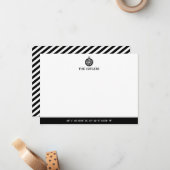 Nautical Theme Compass, zwart, persoonlijk Notitiekaartje (Voorkant / Achterkant in situ)