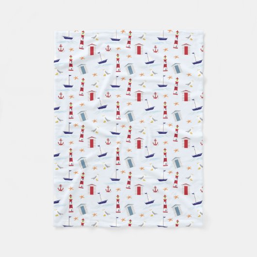 Nautical Theme Fleece Blanket, 30 x 40 inch (Voorkant)
