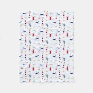 Nautical Theme Fleece Blanket, 30 x 40 inch Deken