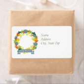 Nautical Theme Kerstmis WreatReturn Address Etiket (Insitu)