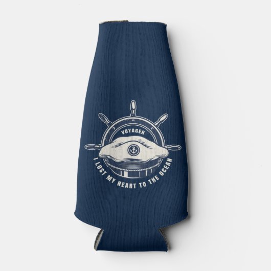 Nautical Theme Navy Blue Flesjeskoeler (Voorkant)