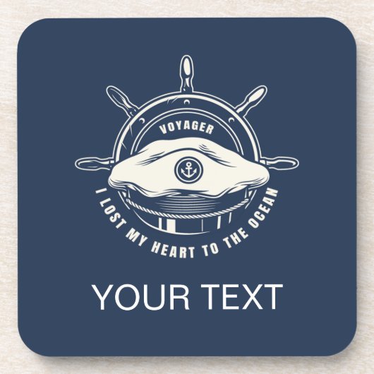 Nautical Theme Navy Blue Jouw tekst Bier Onderzetter (Voorkant)