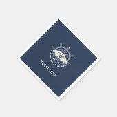 Nautical Theme Navy Blue Jouw tekst Servet (Hoek)