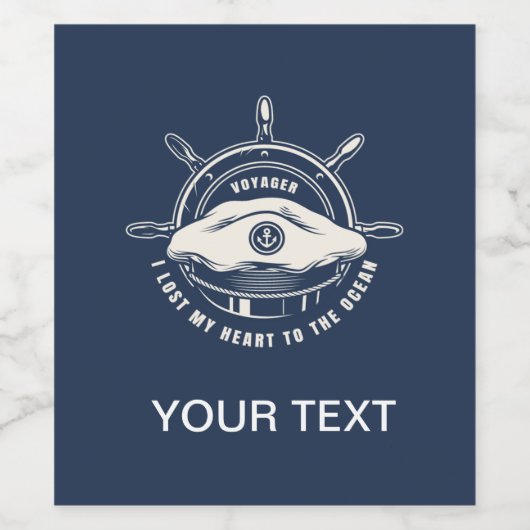 Nautical Theme Navy Blue Jouw tekst Wijn Etiket (Enkel label)