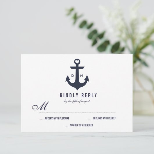 Nautical Theme Wedding RSVP | Weddenschap (Staand voorkant)
