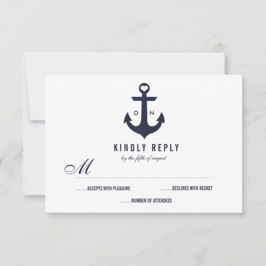 Nautical Theme Wedding RSVP | Weddenschap Kaartje (Voorkant)