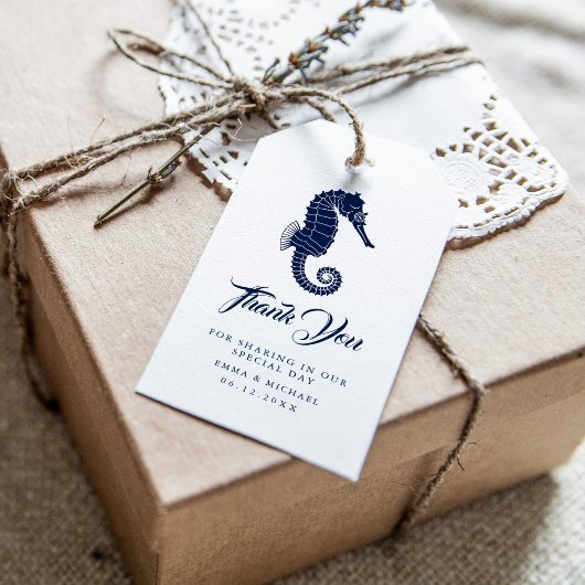 Nautical Theme Wedding Seapaarden Custom Navy Cadeaulabel