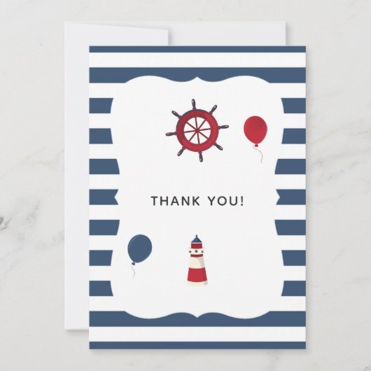 Nautical themed Birthday Party Bedankkaart (Voorkant)