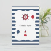 Nautical themed Birthday Party Bedankkaart (Staand voorkant)