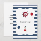Nautical themed Birthday Party Bedankkaart (Voorkant / Achterkant)