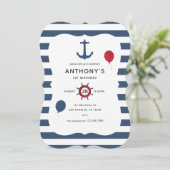 Nautical themed Birthday Party Kaart (Staand voorkant)
