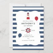 Nautical themed Birthday Party Magnetische Uitnodiging (Voorkant)