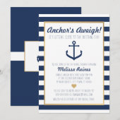 Nautical themed Bridal Shower Invitation - Anchor Kaart (Voorkant / Achterkant)