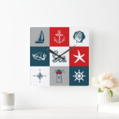 Nautical themed design vierkante klok (Huis)
