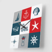 Nautical themed design vierkante klok (Hoek)