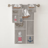 Nautical themed illustration bad handdoek (Insitu)