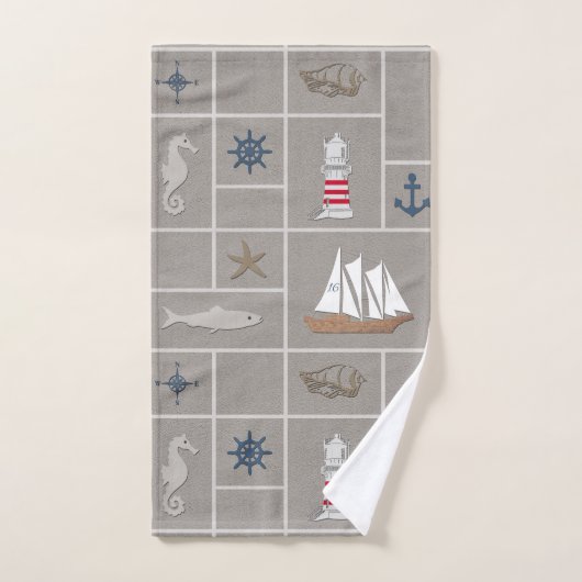 Nautical themed illustration bad handdoek (Handdoek)