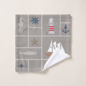 Nautical themed illustration bad handdoek (Wasdoekje)