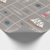 Nautical themed illustration cadeaupapier (Hoek)