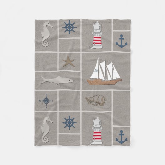 Nautical themed illustration fleece deken (Voorkant)