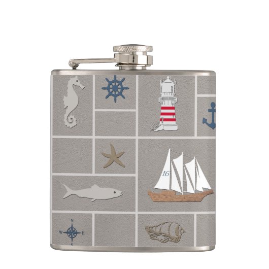 Nautical themed illustration heupfles (Voorkant)