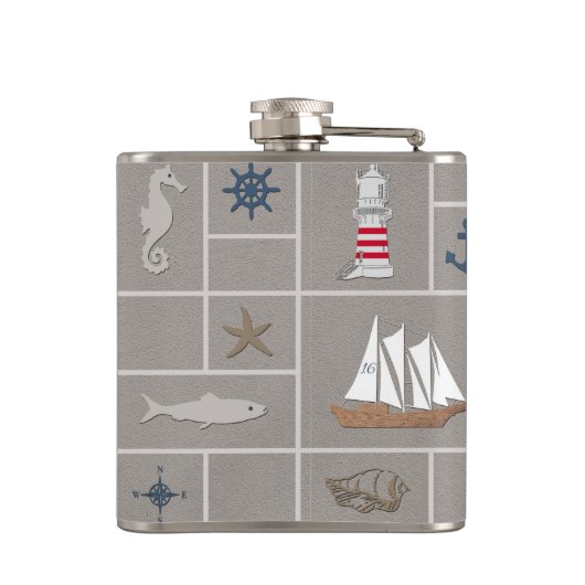 Nautical themed illustration heupfles (Achterkant)