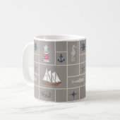 Nautical themed illustration koffiemok (Voorkant links)