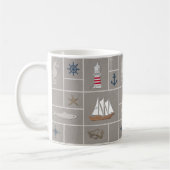 Nautical themed illustration koffiemok (Links)