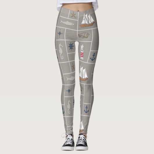 Nautical themed illustration leggings (Voorkant)