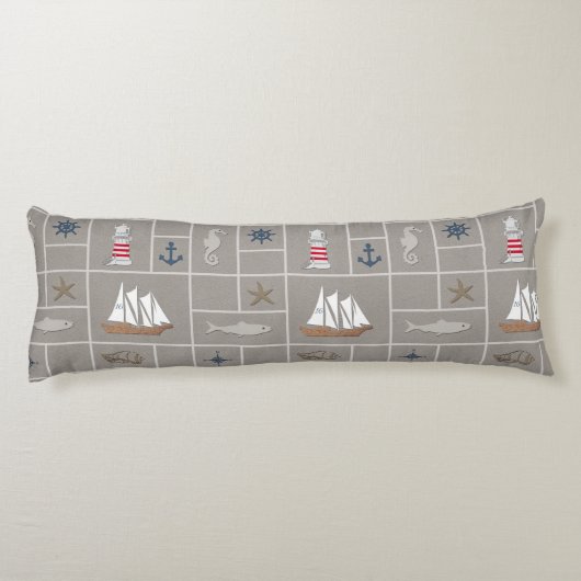 Nautical themed illustration lichaamskussen (Achterkant)
