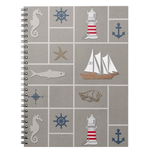 Nautical themed illustration notitieboek (Voorkant)