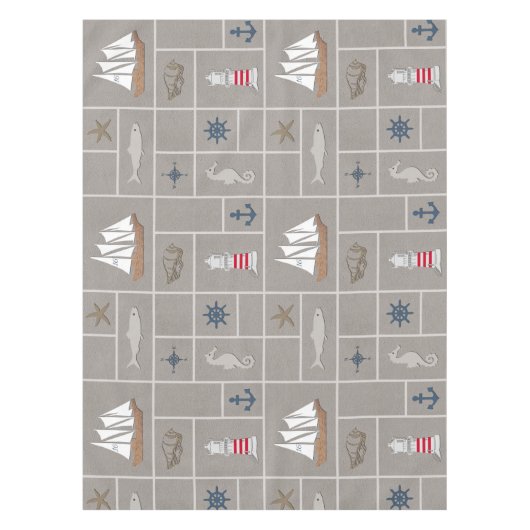 Nautical themed illustration tafelkleed (Voorkant)