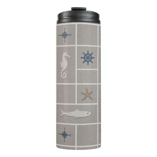 Nautical themed illustration thermosbeker (Voorkant)