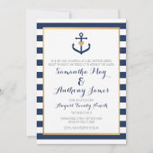 Nautical themed Wedding Invite - Navy Blue Anchor Kaart (Voorkant)