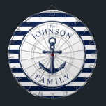 Nautical Thétaire Beach House Anchor Family Dartbord<br><div class="desc">Een volledig aanpasbaar en leuk dartboard met een uniek nautisch thema. Het bevat een anker dat in het midden is gecentreerd en een levendige marine en witte kleurenkaart. Alle elementen zijn geopend en verstelbaar als u veranderingen moet aanbrengen.  Veel plezier met het maken en het zelf maken.</div>