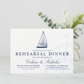Nautical Thétaire Sailboat Rehearsal Dinner Kaart (Staand voorkant)