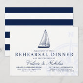 Nautical Thétaire Sailboat Rehearsal Dinner Kaart (Voorkant / Achterkant)