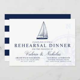 Nautical Thétaire Sailboat Rehearsal Dinner Kaart
