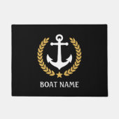 Nautical Thleat Name Anchor Gold Laurel Black Deurmat (Voorkant)