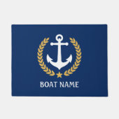Nautical Thleat Name Anchor Gold Laurel Blue Deurmat (Voorkant)