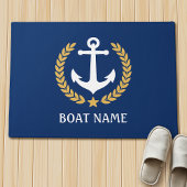 Nautical Thleat Name Anchor Gold Laurel Blue Deurmat