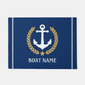 Nautical Thleat Name Anchor Gold Laurel Navy Deurmat (Voorkant)