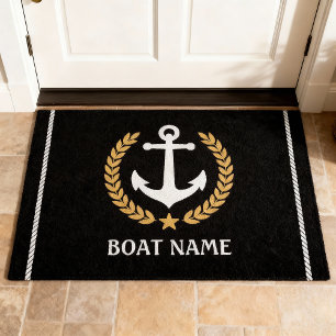 Nautical Thleat Name Anchor Gold Laurel Star Deurmat