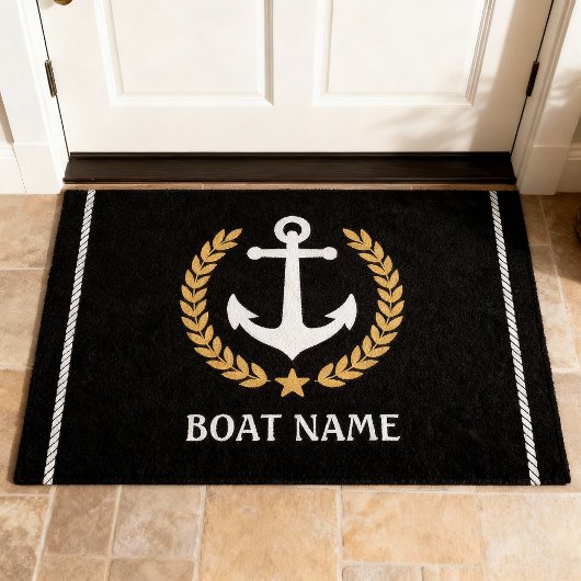Nautical Thleat Name Anchor Gold Laurel Star Deurmat