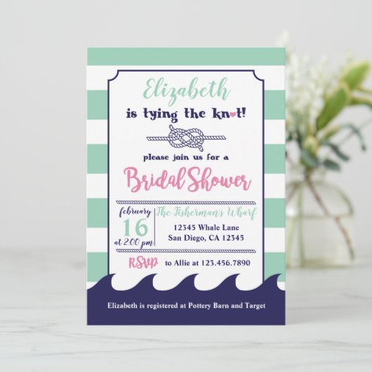 Nautical Thleed Bridal Shower Kaart (Staand voorkant)